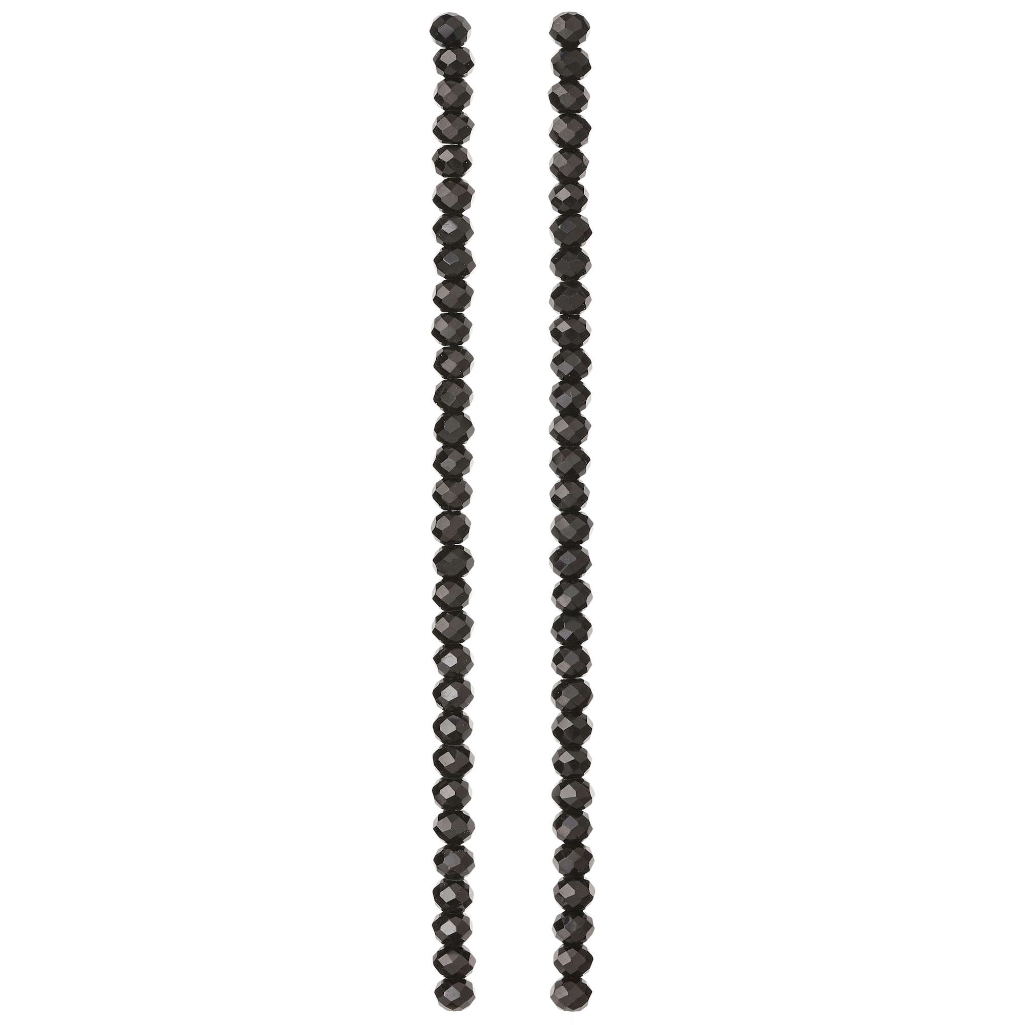 Jet Black Glass Faceted Rondelle Beads, 4mm by Bead Landing™